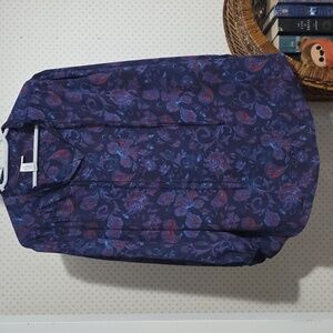 Joie Navy and Red Floral Blouse